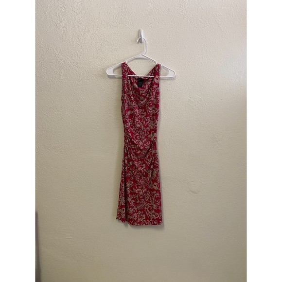 BCBG Maxazria y2k red paisley print bodycon midi dress size XS - Picture 5 of 7